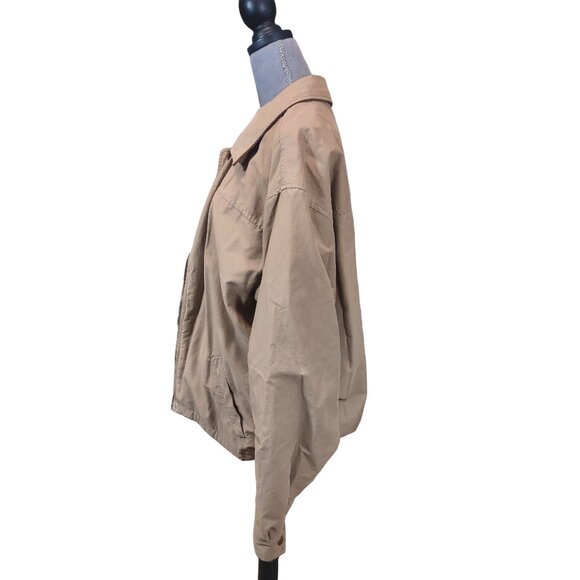 Retro Eddie Bauer Bomber Jacket Gorpcore Classicore Tan Lined Zip Mens XL - Picture 6 of 8